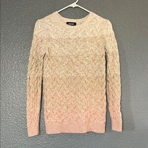 Lands' End Women's Cream and Pink Ombre Sweater size XS